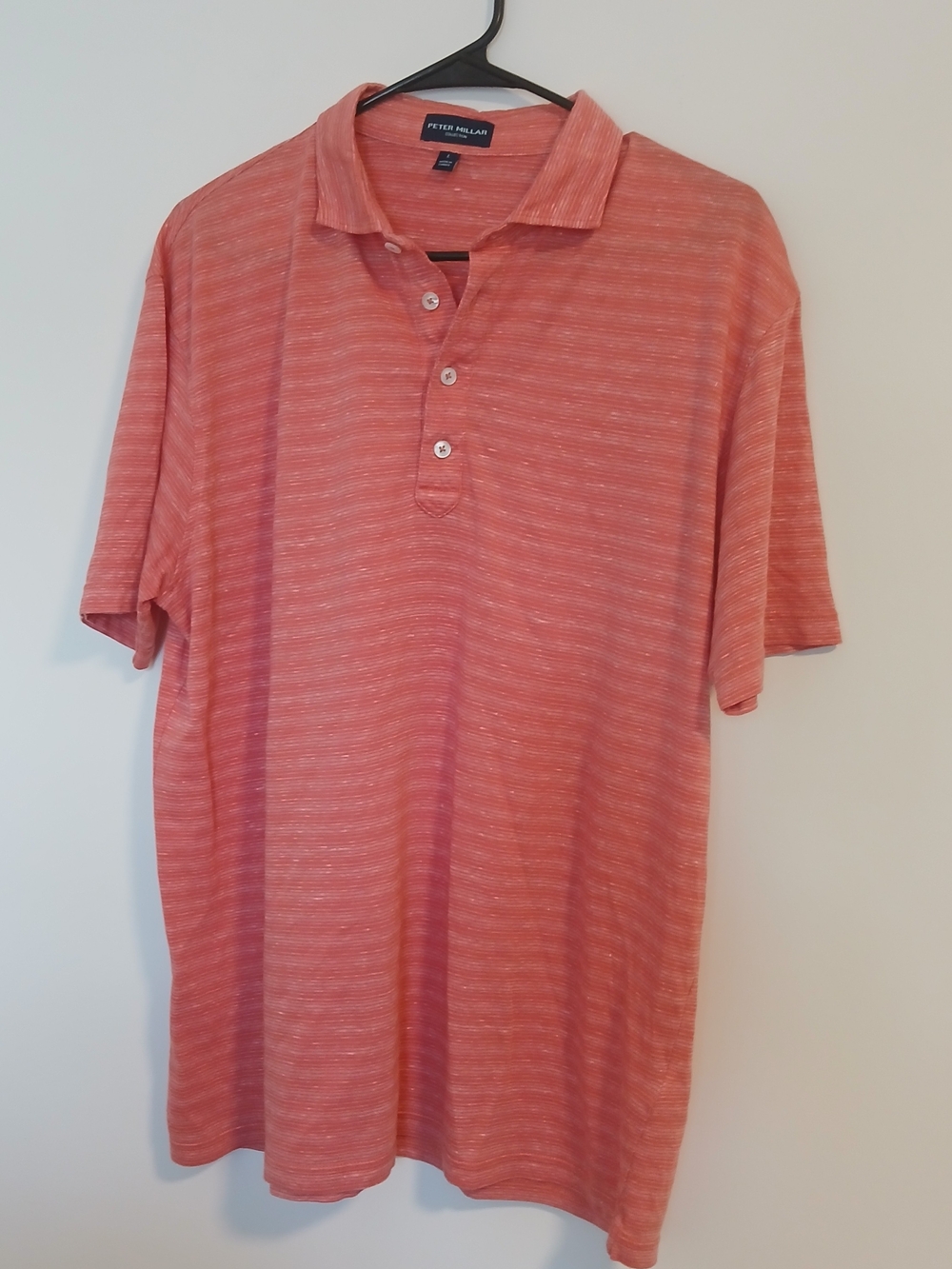 Peter Millar Men's Heathered Coral Short-Sleeve Polo